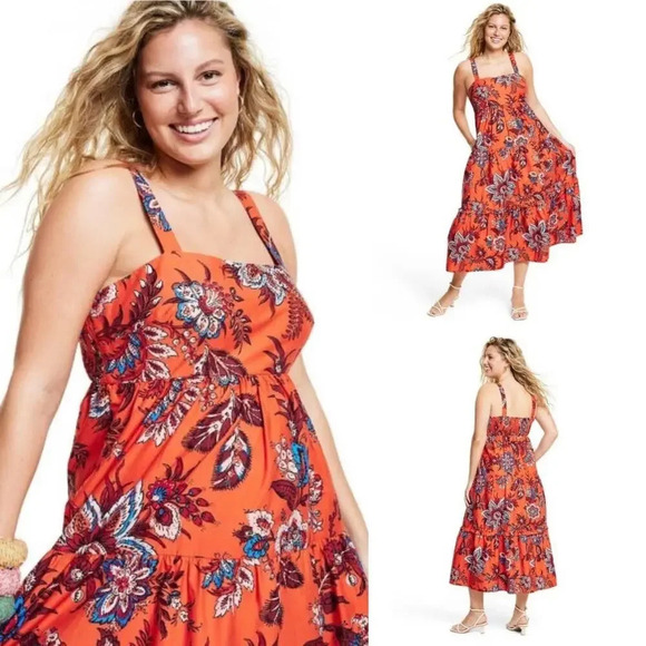 NWT Rhode x Target Leafy Floral Print Tiered Midi Dress - Size XXS - Picture 1 of 4